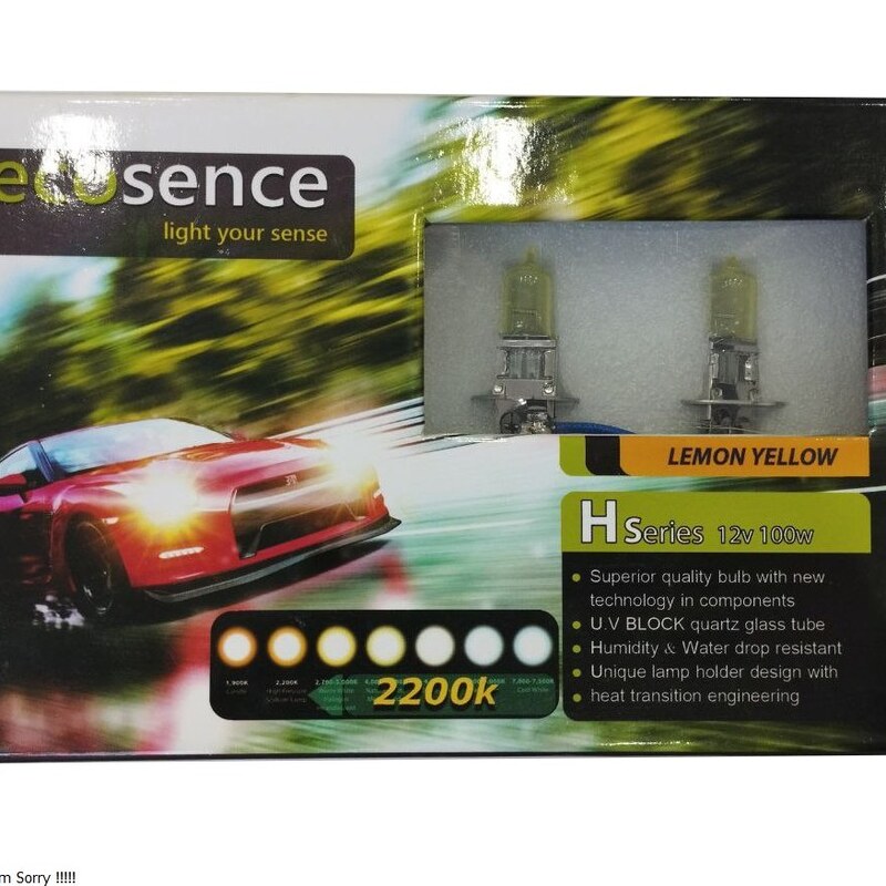 لامپ خودروh3 ست اسپرت سیم دار زرد لیمویی برند اکوسنس و یک جفت led 6 smd