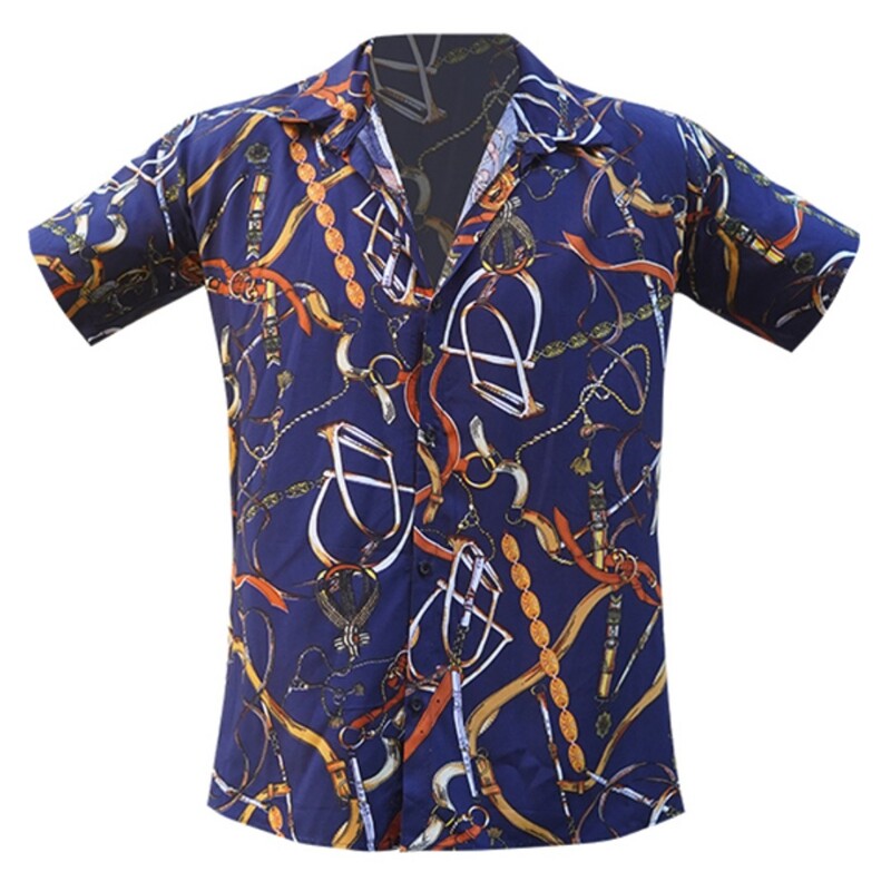 پیراهن آستین کوتاه هاوایی مردانه و پسرانه سایز ایکس لارج رنگ سرمه ای