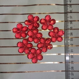شکوفه توپز قرمز کریستالی شفاف سایز 3.5 سانتی متر بسته 26 عددی معادل 50 گرم - گلبرگ کریستال لوازم گلسازی خارجی 