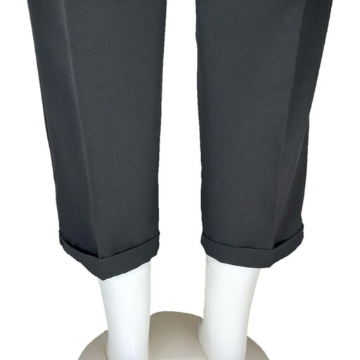 شلوار پارچه ای زنانه مدل مام استایل دمپا پاکتی قد 90 مازراتی رنگ مشکی