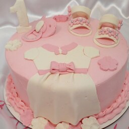 کیک تولد دخترانه  صندل و لباس و پستونک