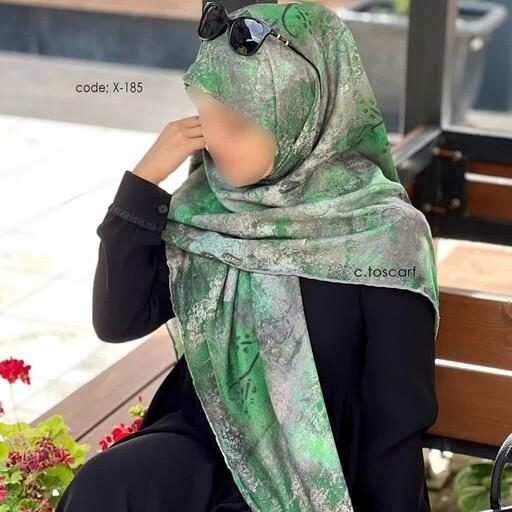 روسری نخۍ طرح پتینه سبز دخترانه زنانه قواره داراعلا 