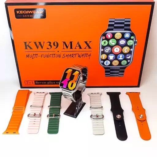 ساعت هوشمند KEQIWEAR KW39 Max طرح اپل واچ سری 9 سایز 45 میلیمتری با 7 عدد بند هدیه