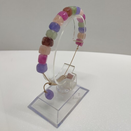 دستبند با سنگ عقیق پاستیلی ( با ترکیب رنگ بسیار زیبا)