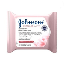 دستمال مرطوب آرایش پاک کن میسلار جانسون مناسب پوست معمولی  1در 5 بسته 25 عددی