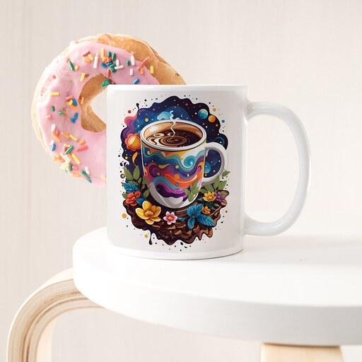 ماگ مدل فنجان قهوه کهکشانی کد 87