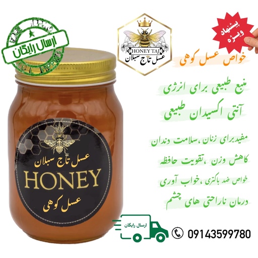 عسل طبیعی ویژه کوهی خام 1کیلویی ساکارز زیر 1درصد (مستقیم از زنبوردار)