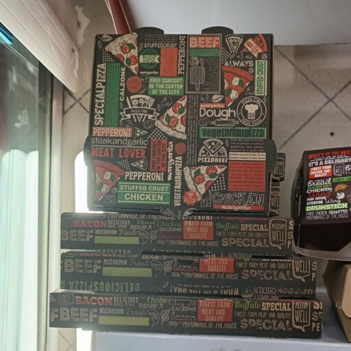 جعبه پیتزا 30 سانت  چاپی سه رنگ ایفلوت بسته 1000 عددی ارسال بصورت پس کرایه
