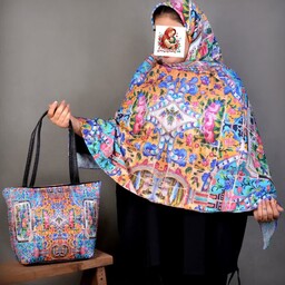 روسری و کیف زنانه نخ اسپان مجلسی طرح سنتی مخصوص روز مادر 