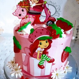کیک تولد دختر توت فرنگی ( چاپ غیر خوراکی )