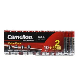 باتری نیم قلمی Camelion Plus Alkaline 1.5V AAA بسته 12 عددی شرینک