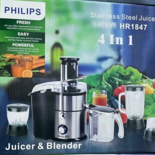 آبمیوه گیری 4 کاره حرفه ای فیلیپس  PHILIPS       پرقدرت و درجه 1  (1800 وات)  مخلوط کن فیلیپس      آبمیوه گیری فیلیپس