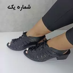 صندل پاشنه دار چرم زنانه طرح یک