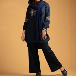 تونیک الیاف طبیعی گلدوزی شده مدل هیوا ، تنپوش سنتی 