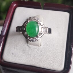 انگشتر نقره زنانه با عیار 925 سنگ عقیق سبز