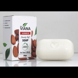 صابون بهداشتی 6عددی ویانا حاوی روغن بادام جهت استفاده پوست های خشک وحساس و نرمال مناسب می باشد 