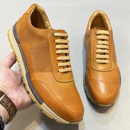 کفش روزمره مردانه مدل چرم طبیعی کد 0065 رنگ عسلی
