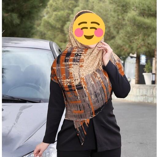 روسری نخی زنانه دور دست دوز پاییزه قواره 125بسیار زیبا و لطیف 