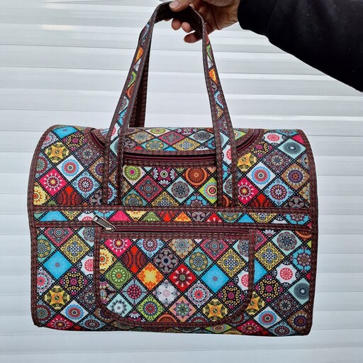 کیف مسافرتی استخری جنس کرپ چاپی بسیار زیبا و جنس عالی سایز بزرگ