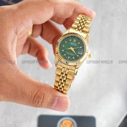 ساعت مچی زنانه رولکس ROLEX طرح دیت جاست مدل 2023 دارای جعبه و باطری اضافه  