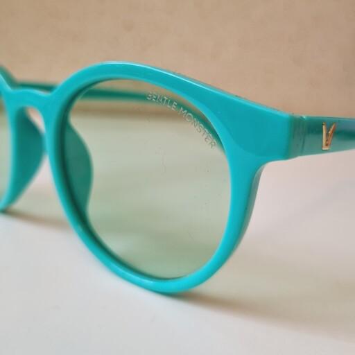 عینک آفتابی اسپرت برند جنتل مانستر لنز یووی 400 فرم کائوچو گرد سکه ای رنگ سبز آبی عینک شب عینک مهمانی
