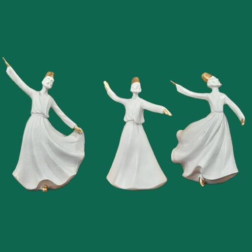 مجسمه دکوری رقص سماع سفید سه تایی پلی استری