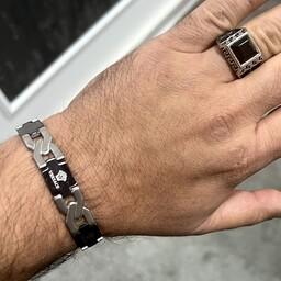 ست انگشتر و دستبند استیل مردانه رنگ ثابت
