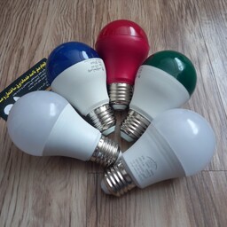 لامپ رنگی 9 وات .9w.ال ای دی کم مصرف حبابی پارس شعاع طوس 