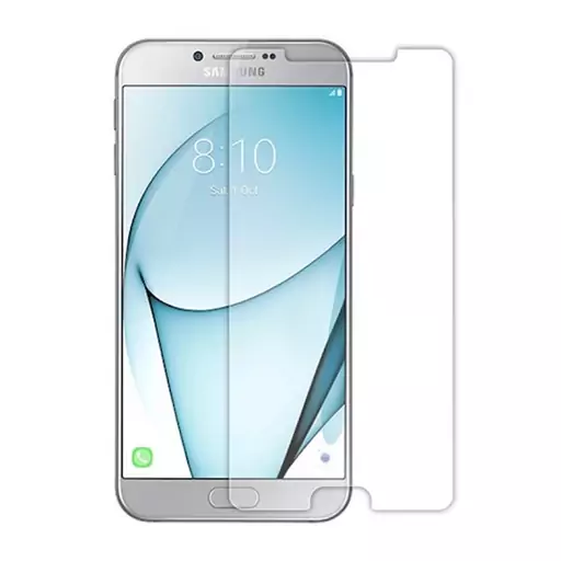 گلس شیشه ای سامسونگ SAMSUNG A8 2016 - A810محافظ صفحه نمایش شفاف فول  a810خشگیر شفاف شیشه ای 0.33 میل فول چسب آ 8 هشت ایت