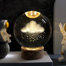 چراغ خواب مدل گوی کریستال 3D طرح ابر و باران