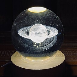 چراغ خواب مدل گوی کریستال 3D طرح زحل
