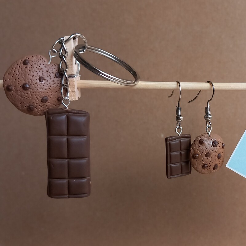 سر کلیدی پلیمری ، طرح کوکی و شکلات ، جنس خمیر پلیمری ، کاملا دستساز ، قابل سفارش در طرح و ابعاد دلخواه