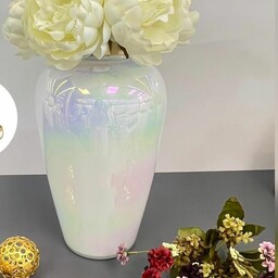 گلدان لبه طلایی بلور(شیشه ای)،ارتفاع 32سانت،موجود در رنگ های مختلف