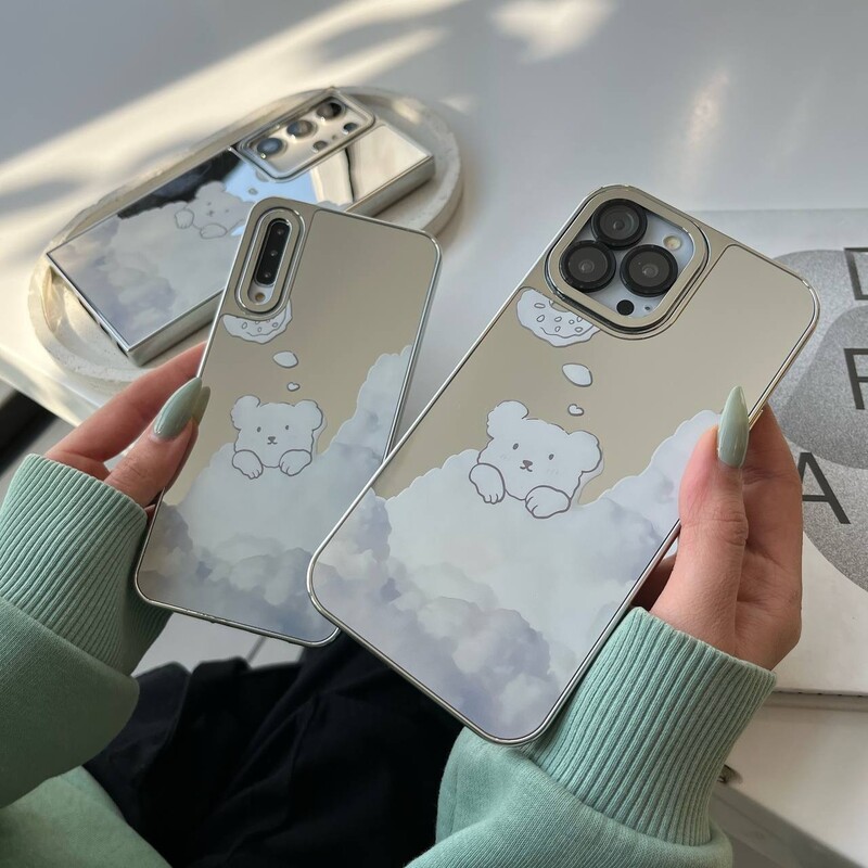 قاب گوشی موبایل آیفون مدل خرس ابری آینه ای