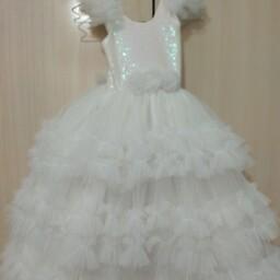 قیمت خرید لباس عروس بچگانه ، سفید رنگ ، طرح زیبا کودکانه ، قبل خرید گفتگو کنین 