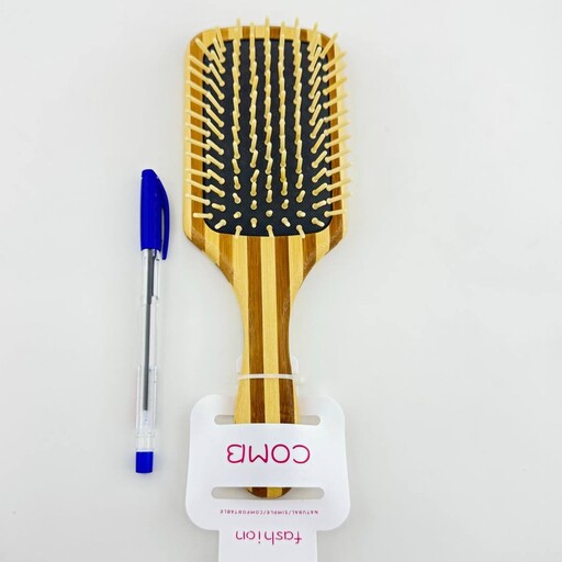 برس مو چوبی مستطیلی راه راه سایز بزرگ 
  hair comb 