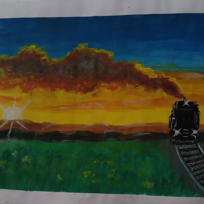 نقاشی قطار  با گواش
