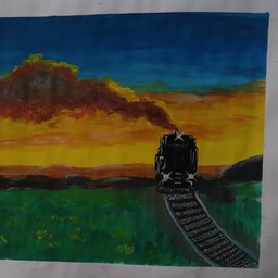 نقاشی قطار  با گواش