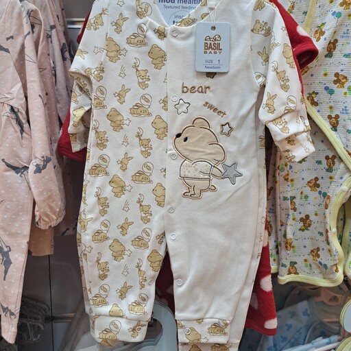 سرهمی نوزادی در سه سایز 0و1و2 جنس پنبه طرح خرس و ستاره