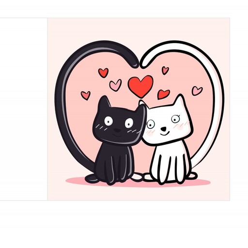 کارت پستال روز عشق طرح گربه عاشق 