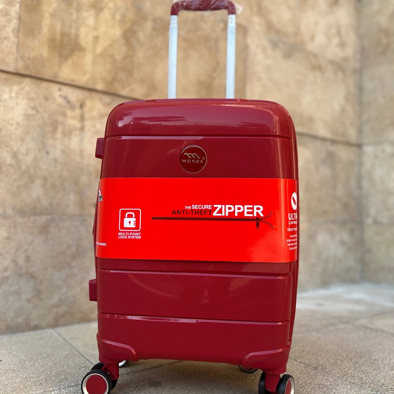 چمدان سایز کوچک قرمز مونزا زیپ افزایش حجم