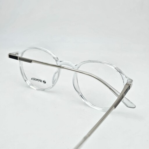 عینک شفاف گرد کائوچو مردانه زنانه برند Spinoza کد 1666 بی رنگ