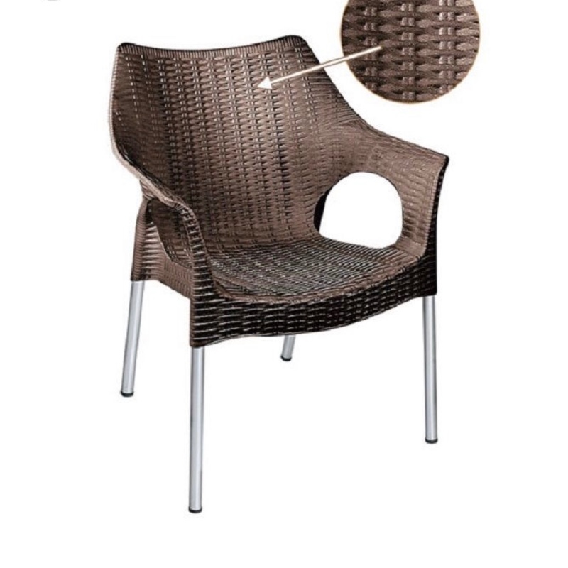 صندلی پلاستیکی ناصر کد 991 پایه فلزی رنگ قهوه ای