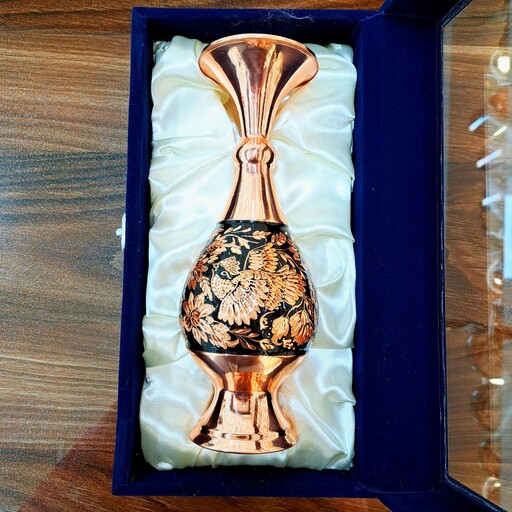 گلدان مسی الماس تراش اعلاء سایز بزرگ به همراه باکس هدیه نفیس (خرید مستقیم و بدون واسطه از تولیدی)