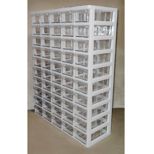 جعبه ابزار  وقطعات 50کشو سفید برندکیان تکنیک  جعبه قطعات جعبه ابزار  کشوقطعات