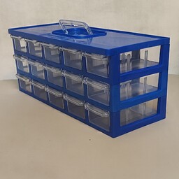 جعبه ابزاروقطعات15کشو کیان تکنیک رنگ آبی جعبه قطعات کشو ابزار
