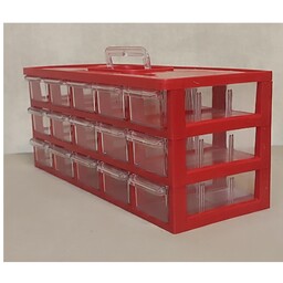 جعبه ابزاروقطعات15کشو کیان تکنیک رنگ قرمز جعبه قطعات کشو ابزار(هزینه ارسال بعهده مشتری می باشد)