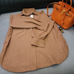 شومیز بغل هلالی-تک جیب- فری سایز 36 تا 42 رنگ قهوه ای شتری