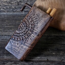 باکس سیگار چوبی دستساز طرح (هله هات)  برای سیگار معمولی  پایه کوتاه.  جعبه سیگار چوبی 
