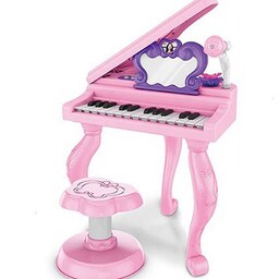 پیانو موزیکال پایه دار کودک با 25 کلید همراه با صندلی و میکروفون اسباب بازی کد vem1054A